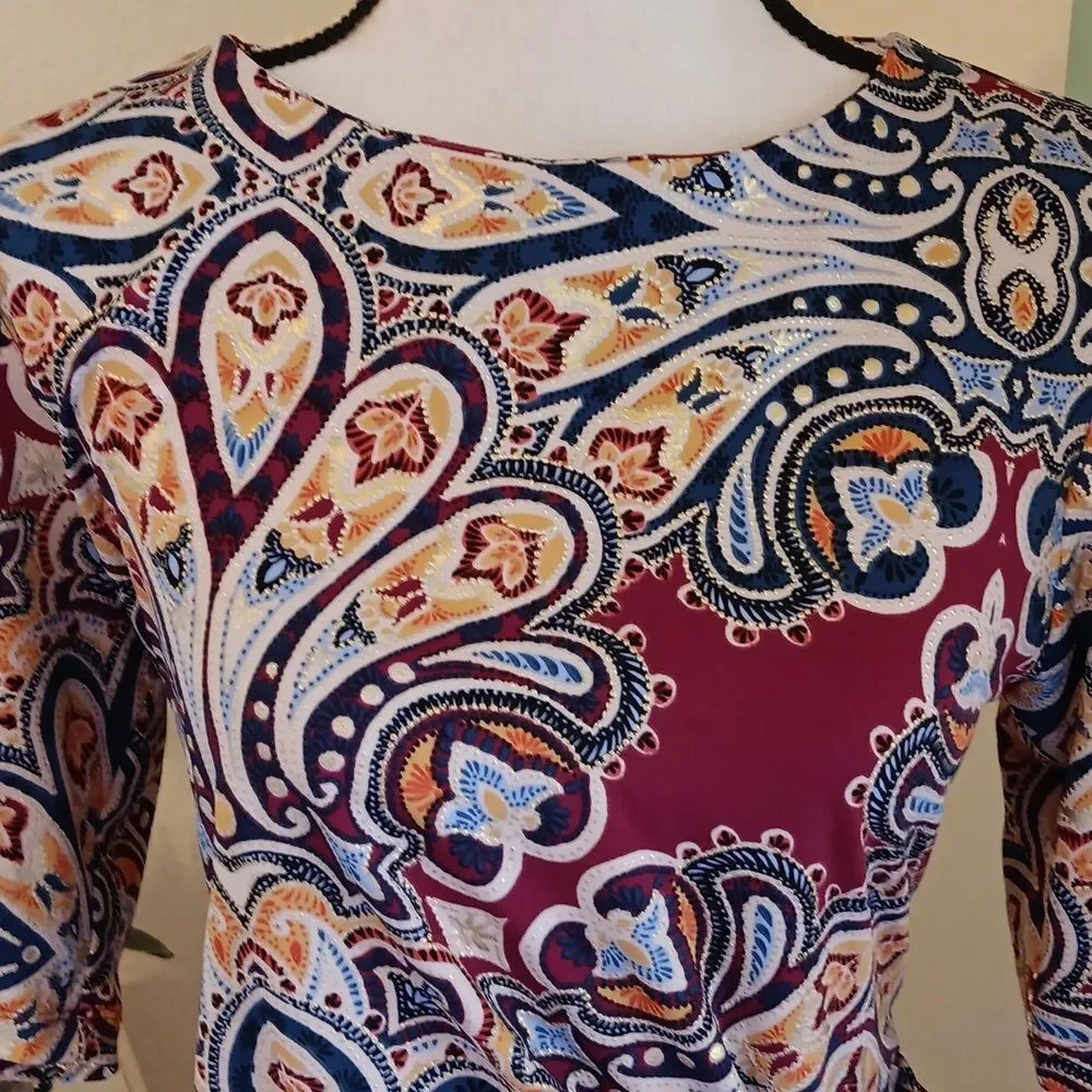 Shelby and Palmer Paisley Textured Soft Knit Dress. Boho. Arty. - Picture 4 of 12